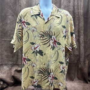 Honolulululu silk hawaiian men’s short sleeve floral shirt large